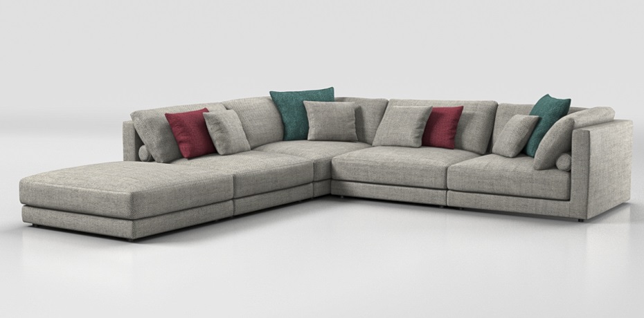 Incanto D'artista - large corner sofa - left penisula with pouf